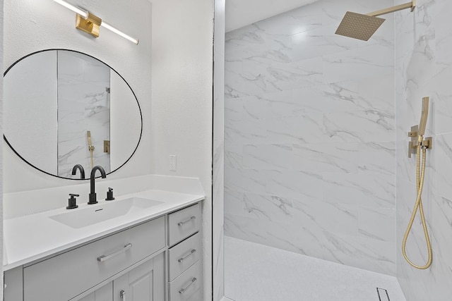 300 Fawn Ln, Georgetown, TX 78628 - bathroom with vanity and a marble finish shower