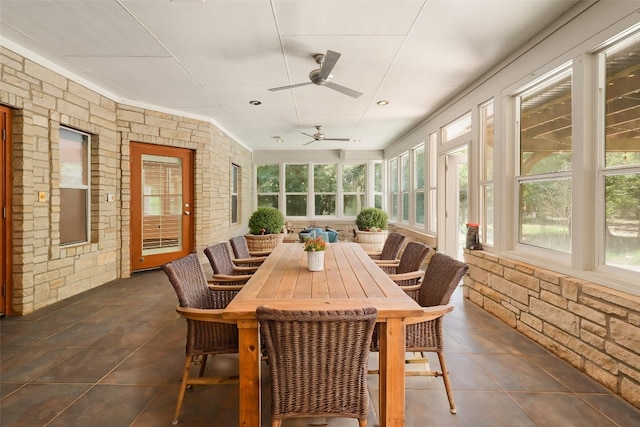 507 Arbors Cir, Elgin, TX 78621 - sunroom with a ceiling fan and outdoor dining space