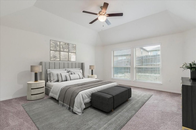 13305 Henneman Dr, Pflugerville, TX 78660 - carpeted bedroom featuring baseboards, ceiling fan, and lofted ceiling