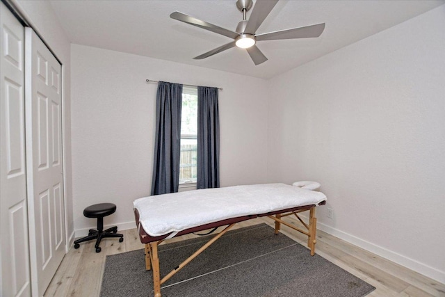 2208 Mimosa Trl, Round Rock, TX 78664 - office area featuring baseboards, a ceiling fan, and light wood-style flooring