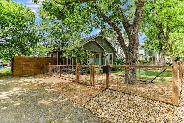 view of front of house with a gate and fence private yard