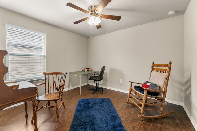 447 Discovery Dr, Kyle, TX 78640 - office space featuring ceiling fan and wood finished floors