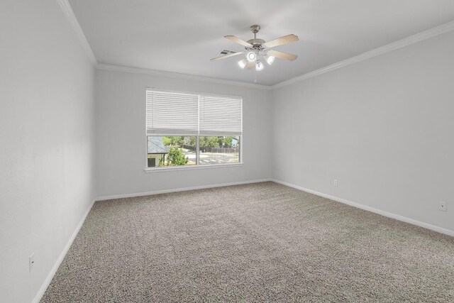 11100 Alison Parke Trl, Austin, TX 78750 - empty room with carpet, ornamental molding, a ceiling fan, and baseboards