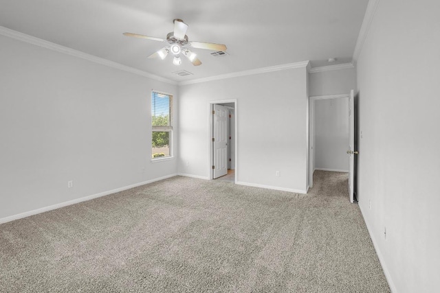 11100 Alison Parke Trl, Austin, TX 78750 - carpeted spare room with ornamental molding, a ceiling fan, and baseboards