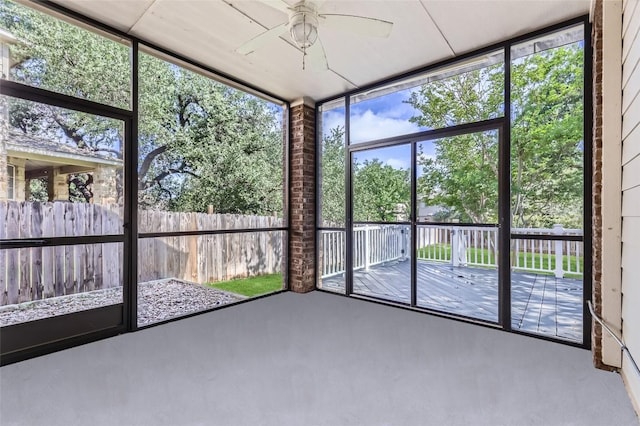 14308 Homestead Village Cir, Austin, TX 78717 - unfurnished sunroom featuring a ceiling fan