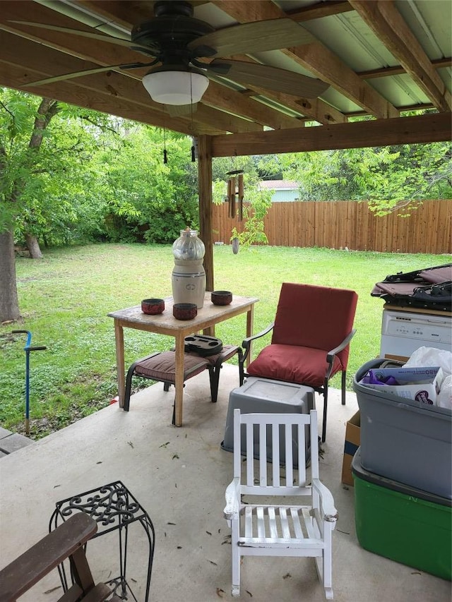 1403 Wallace St, Taylor, TX 76574 - view of patio / terrace with fence and a ceiling fan