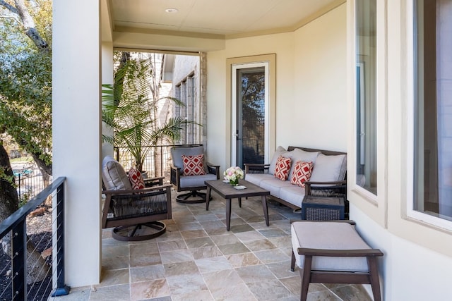 view of patio featuring an outdoor hangout area