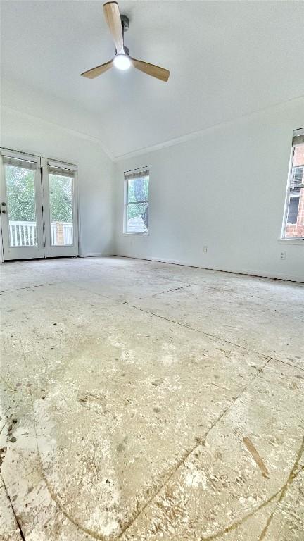 313 El Socorro Ln, Austin, TX 78732 - empty room with a ceiling fan and lofted ceiling