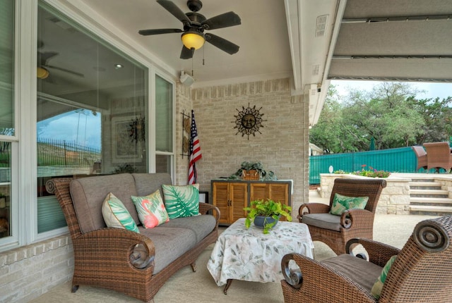 106 Clubhouse Dr, Lakeway, TX 78734 - view of patio with a ceiling fan and an outdoor hangout area