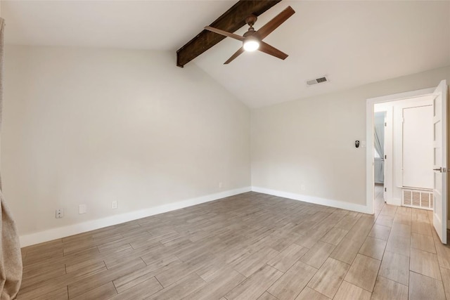 7310 Broken Arrow Ln, Austin, TX 78745 - empty room with a ceiling fan, visible vents, baseboards, and light wood-type flooring
