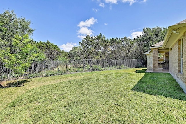 view of yard with a patio and a fenced backyard