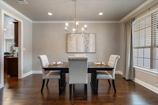4211 Front Range Ln, Austin, TX 78732 - dining area with dark wood finished floors, baseboards, and a notable chandelier
