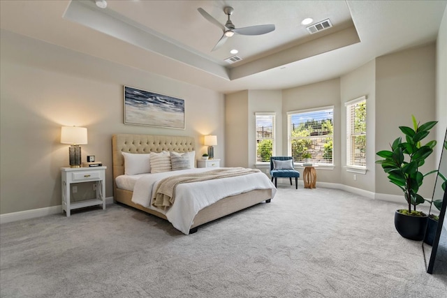 4211 Front Range Ln, Austin, TX 78732 - bedroom featuring a raised ceiling, visible vents, carpet flooring, and baseboards