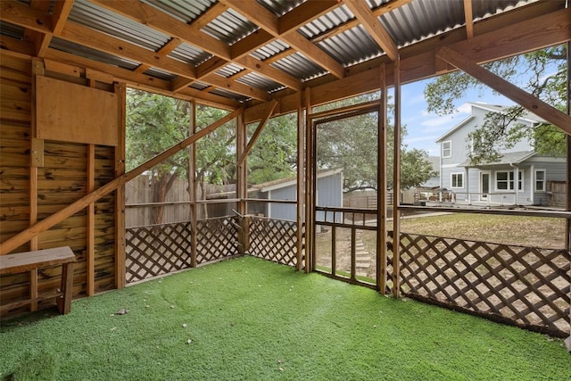 view of unfurnished sunroom