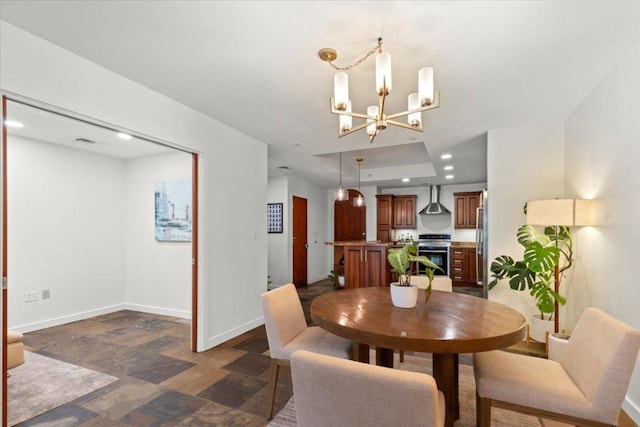 1812 W Ave Unit 306, Austin, TX 78701 - dining space featuring a chandelier and recessed lighting