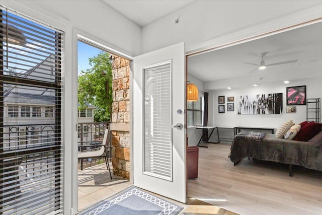 1812 W Ave Unit 306, Austin, TX 78701 - doorway with ceiling fan and wood finished floors