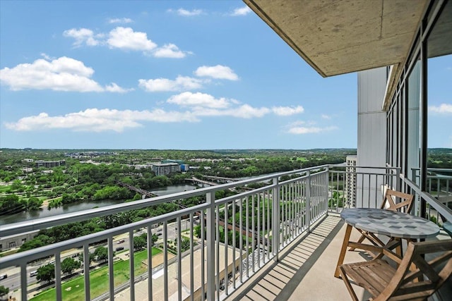 balcony with a water view