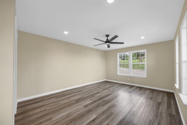 510 Circle Rd, Horseshoe Bay, TX 78657 - empty room featuring wood finished floors, a ceiling fan, and recessed lighting
