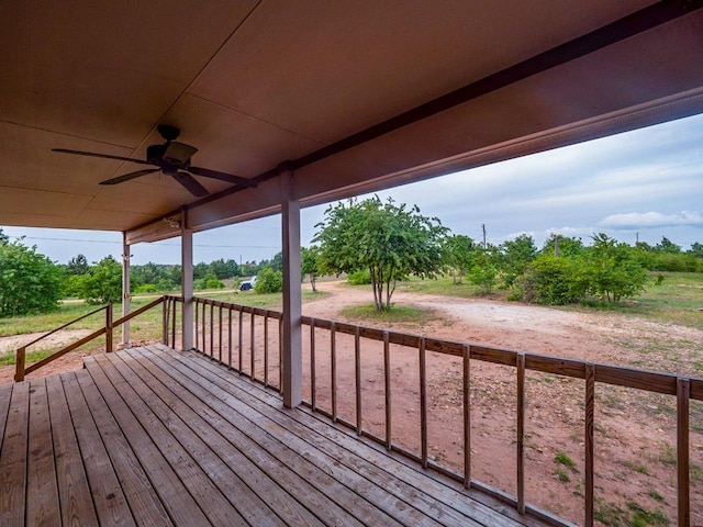 deck featuring a ceiling fan