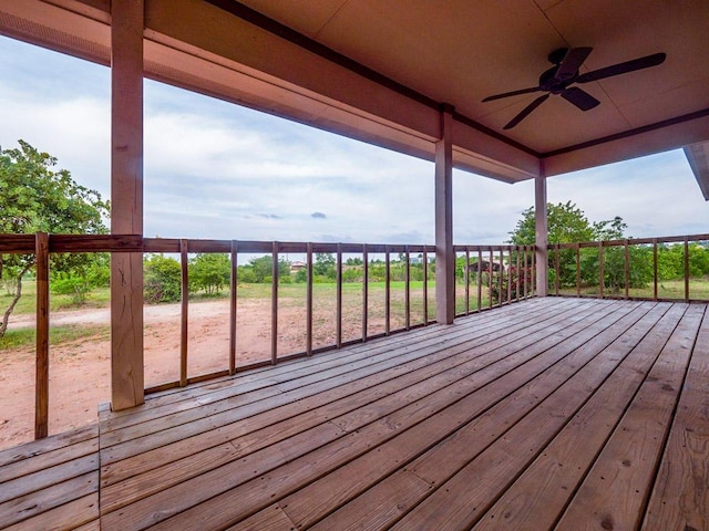 wooden deck with ceiling fan