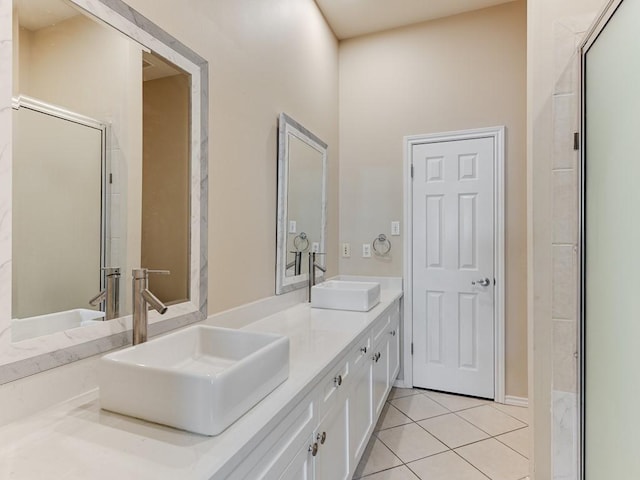 2918 Ranch Road 620 N Unit X-205, Austin, TX 78734 - bathroom with double vanity, tile patterned flooring, and a stall shower