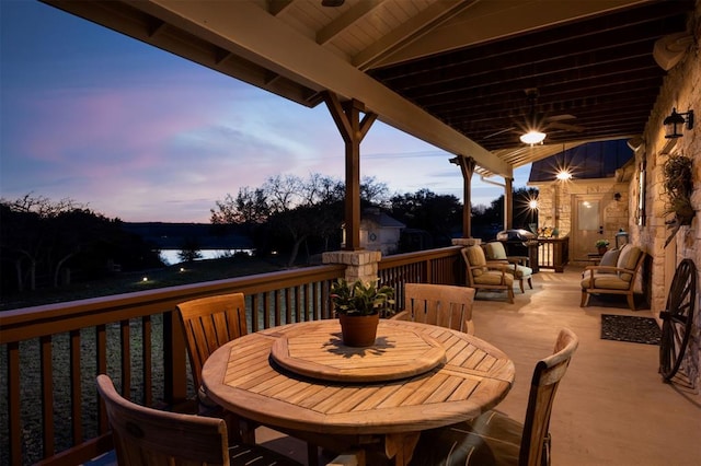 exterior space with outdoor lounge area and outdoor dining area