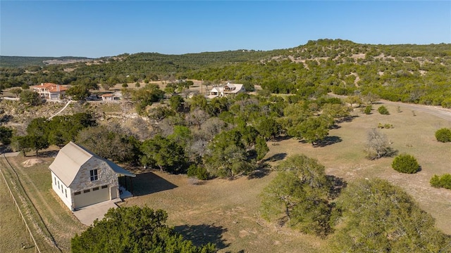 drone / aerial view featuring a mountain view