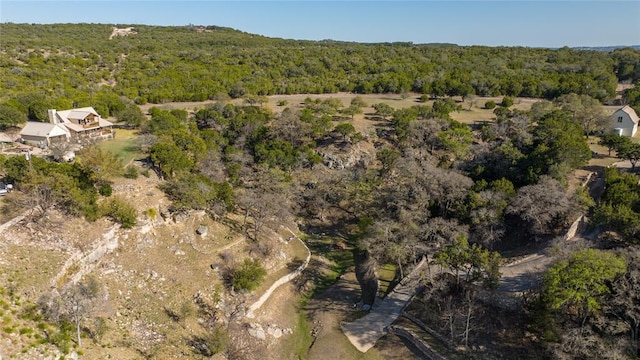drone / aerial view with a view of trees