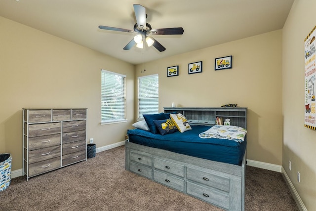2600 Dalea St, Round Rock, TX 78681 - bedroom with dark colored carpet and ceiling fan