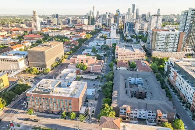 drone / aerial view with a view of city