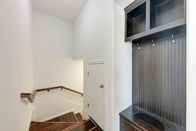 3909 Vinalopo Dr, Austin, TX 78738 - mudroom featuring wood finished floors and baseboards
