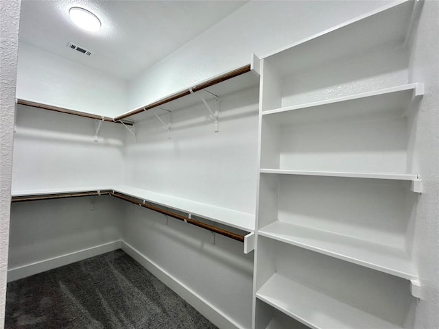 128 Heleakala Dr, Bastrop, TX 78602 - walk in closet featuring visible vents and dark colored carpet