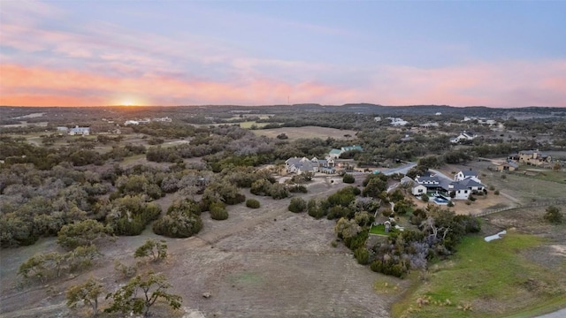 view of aerial view at dusk