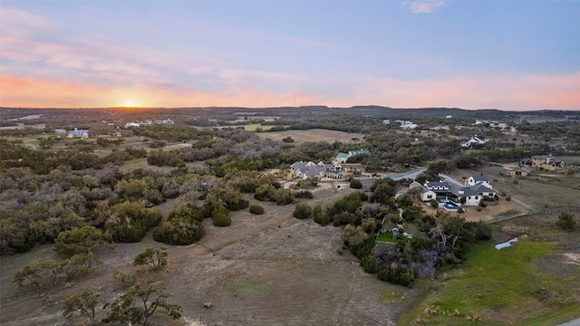 view of aerial view at dusk