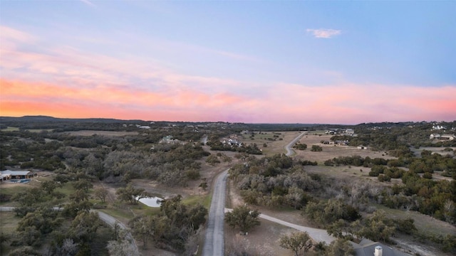 view of aerial view at dusk