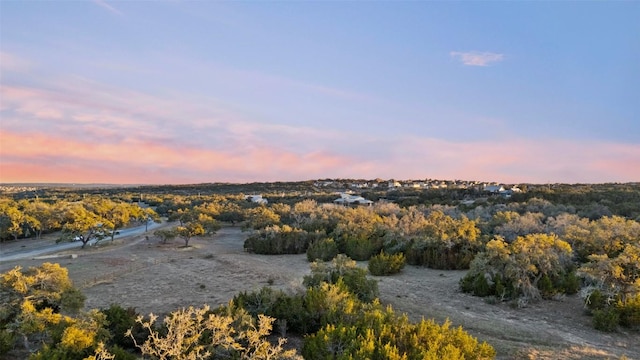 view of aerial view at dusk