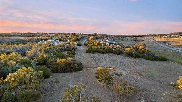 view of aerial view at dusk