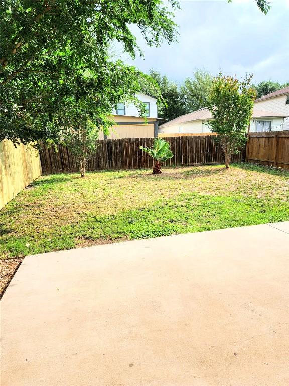 view of yard with a patio and a fenced backyard