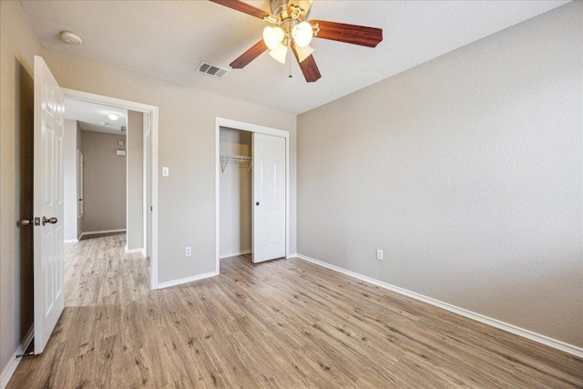 4108 Whitecrest Cv, Round Rock, TX 78681 - unfurnished bedroom with light wood-style floors, a closet, and ceiling fan