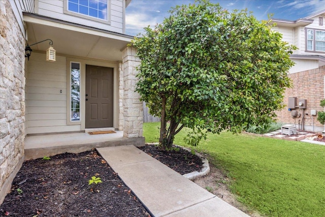 4108 Whitecrest Cv, Round Rock, TX 78681 - entrance to property featuring a yard and stone siding
