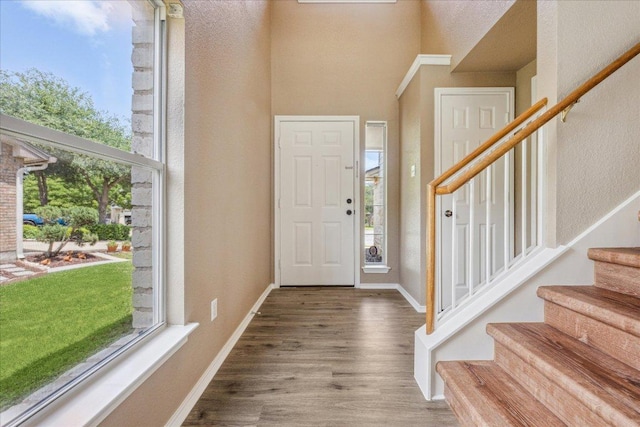4108 Whitecrest Cv, Round Rock, TX 78681 - foyer with stairway and wood finished floors