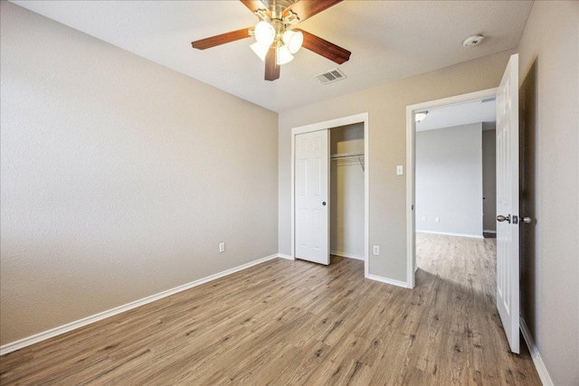 4108 Whitecrest Cv, Round Rock, TX 78681 - unfurnished bedroom with light wood-type flooring, a closet, and ceiling fan