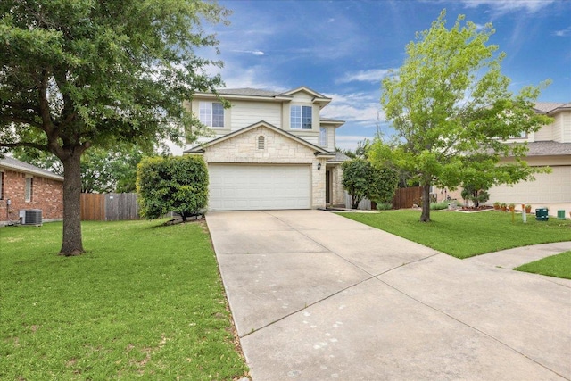 4108 Whitecrest Cv, Round Rock, TX 78681 - traditional-style house featuring driveway, stone siding, and a garage