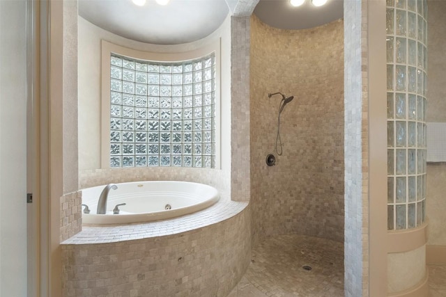 7800 Aspen Highlands Dr, Austin, TX 78746 - bathroom featuring a tub with jets and tiled shower