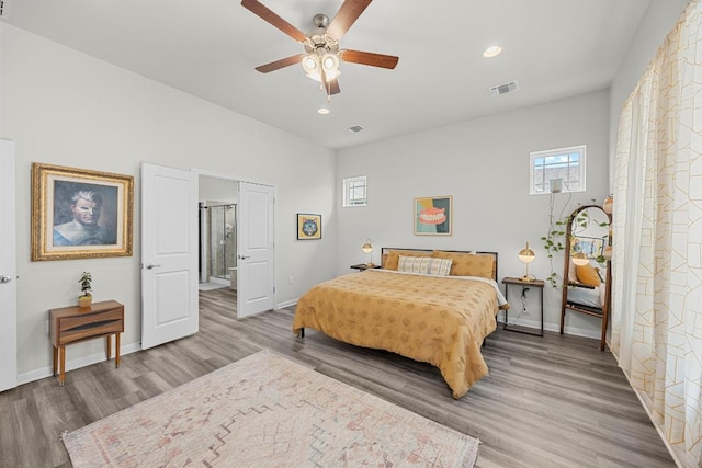 7901 Donnelley Dr, Austin, TX 78744 - bedroom with visible vents, recessed lighting, light wood finished floors, and baseboards