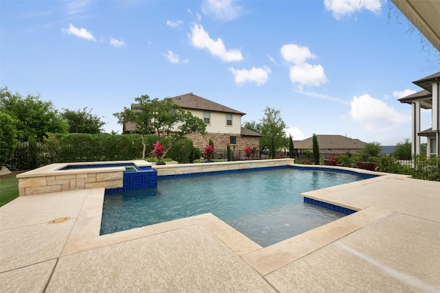 1728 Siena Sunset Rd, Leander, TX 78641 - view of swimming pool with a patio, a pool with connected hot tub, and fence