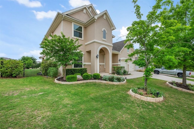 1728 Siena Sunset Rd, Leander, TX 78641 - traditional home featuring a front lawn, stucco siding, and fence