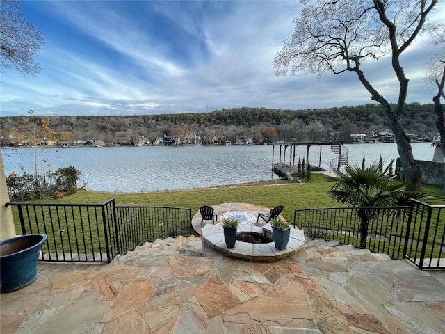 view of water feature featuring a dock