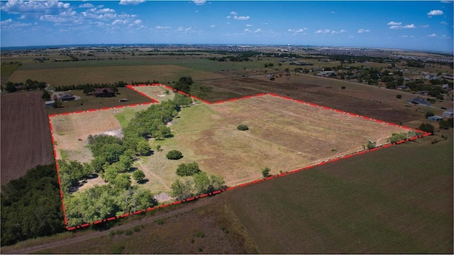 drone / aerial view with a rural view