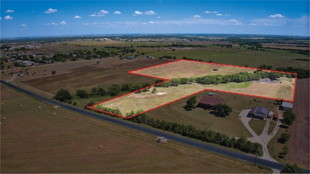 aerial view with a rural view